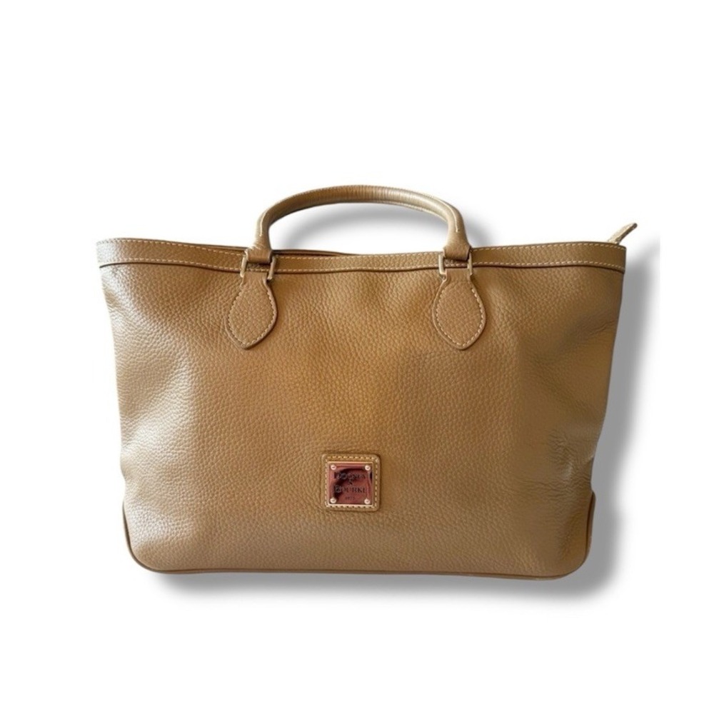 Dooney & Bourke Pebble Grain Zip Top Satchel Tote Taupe Brown Leather No Strap
